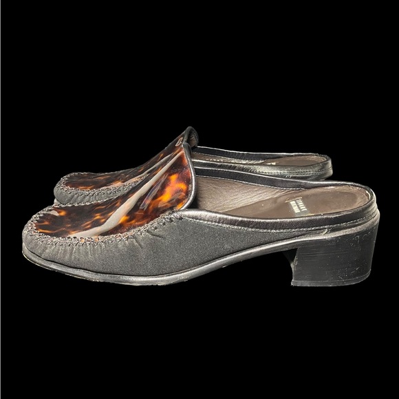 Stuart Weitzman | Patent Leather Leopard Suede Mules block heels 9.5 - Picture 8 of 9